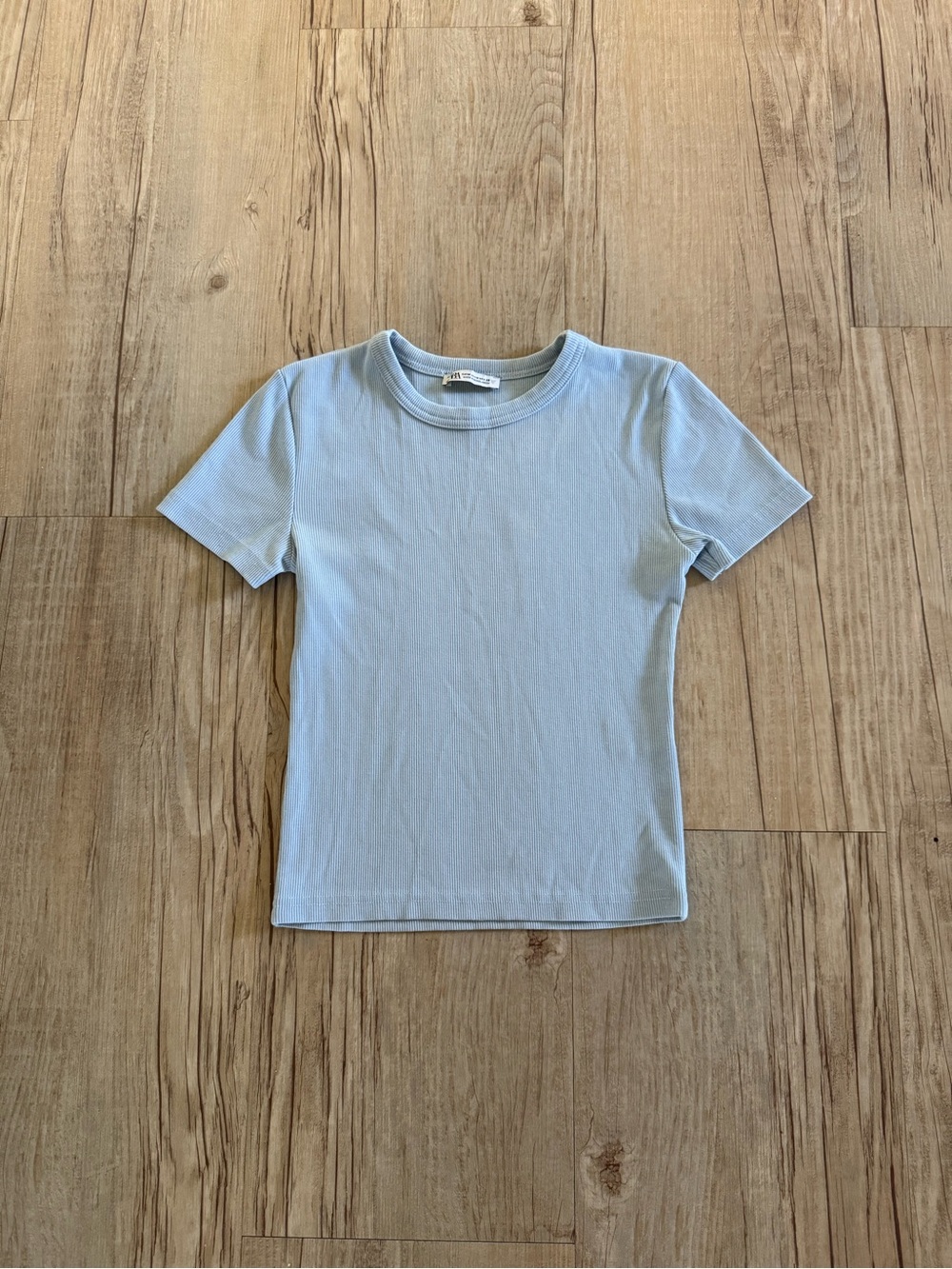 Zara Light Blue Ribbed Tee